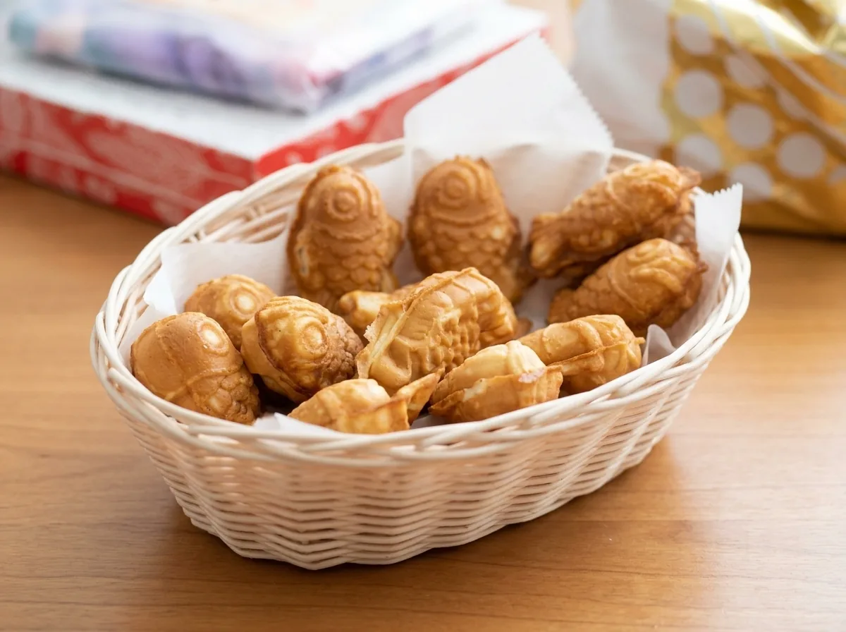 A basket of mixed fish bread.